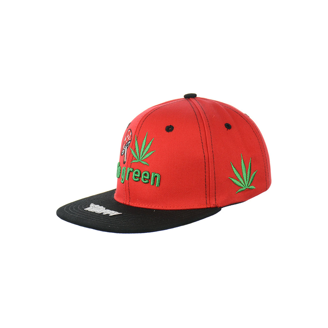 Embroidered Mushroom Go Green Snapback Hat