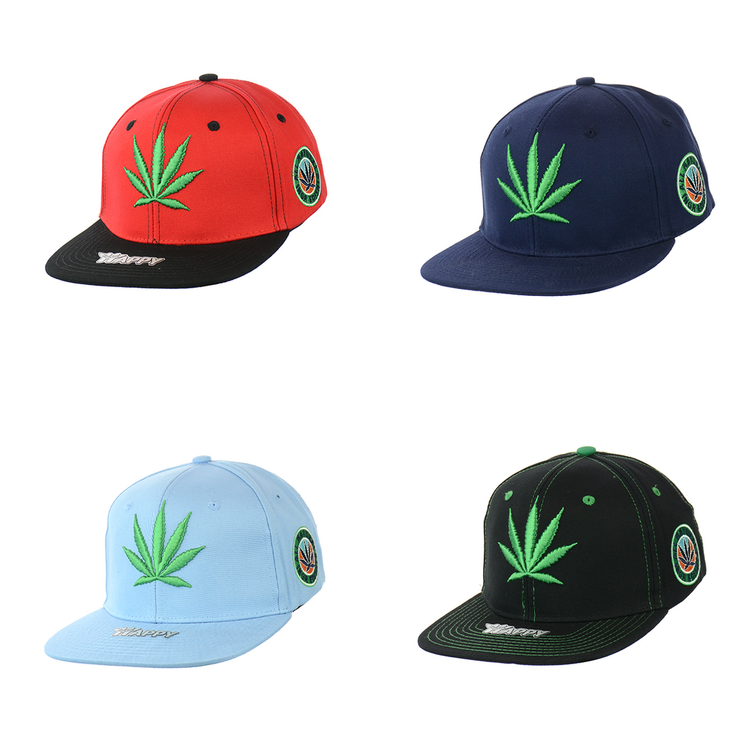 Embroidered Botanical Leaf Snapback Hat