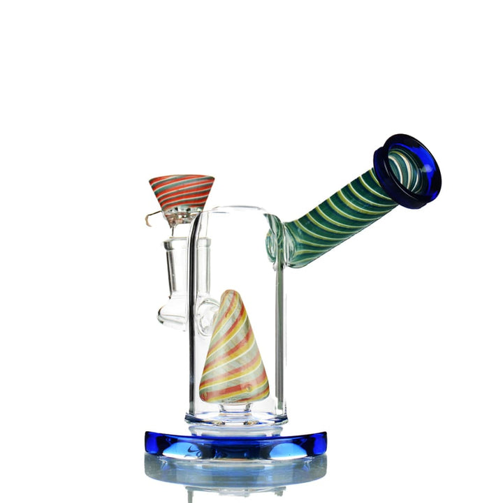 7" Water Pipe With Side Car And Reversal Glass Art 14mm Male Bowl