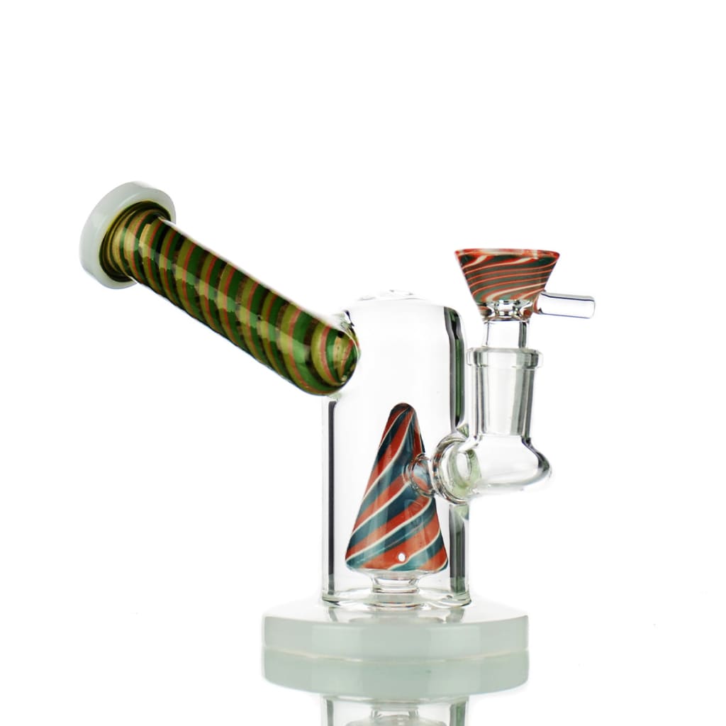 7" Water Pipe With Side Car And Reversal Glass Art 14mm Male Bowl