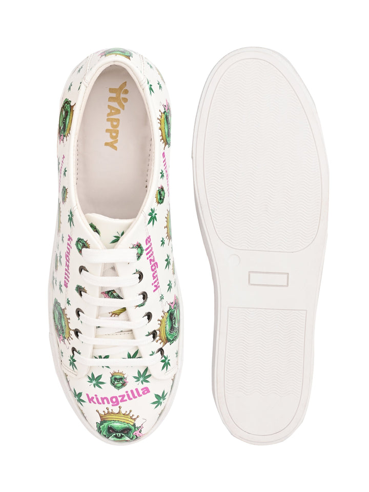 Snow White Kingzilla Print Vegan Leather Shoes