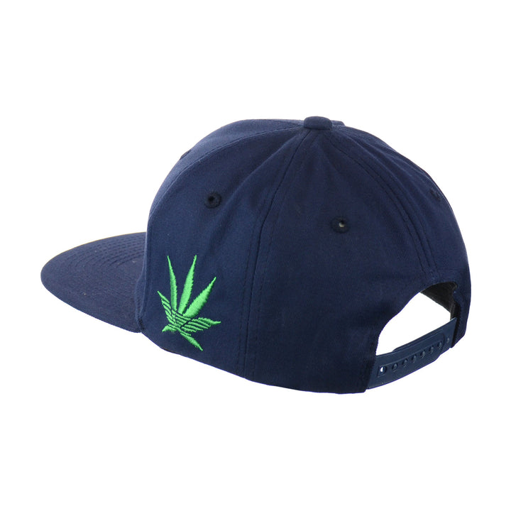 Cotton Snapback Hat with Embroidered Leaf