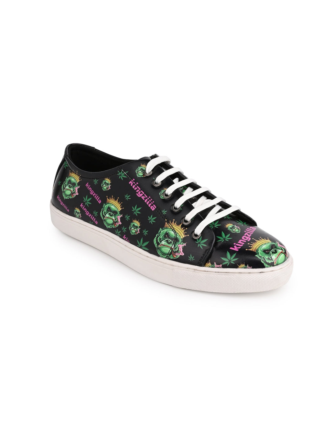 Deep Black Kingzilla Pattern Vegan Leather Shoes