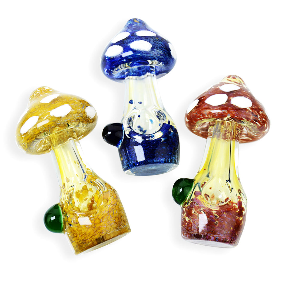 4 Inch Mushroom Frit Glass Spoon Pipe