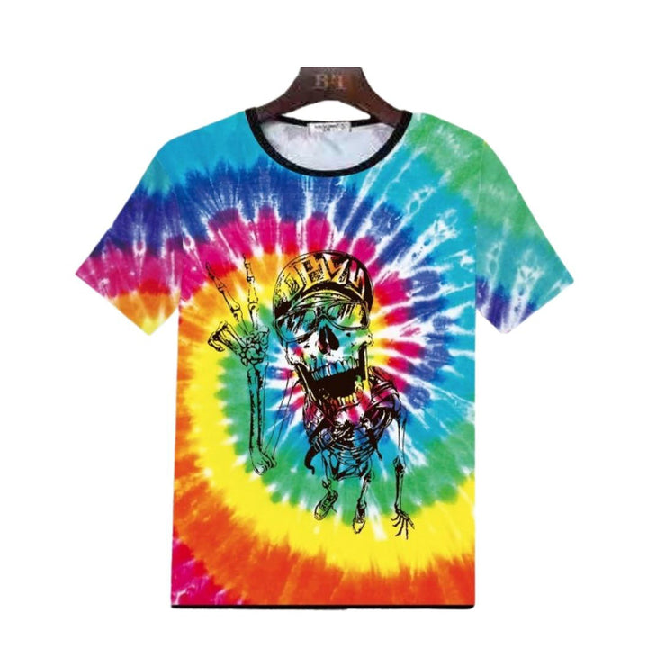 Tie-Dye Skeleton Polyester Short Sleeve T-Shirt 6-Pack