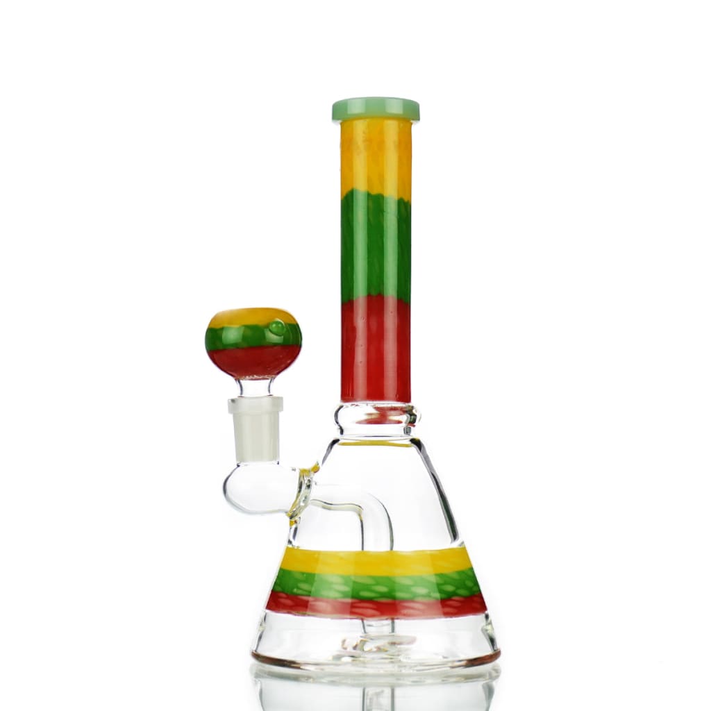 8’ Beaker Rasta Color With 14mm Male Bowl