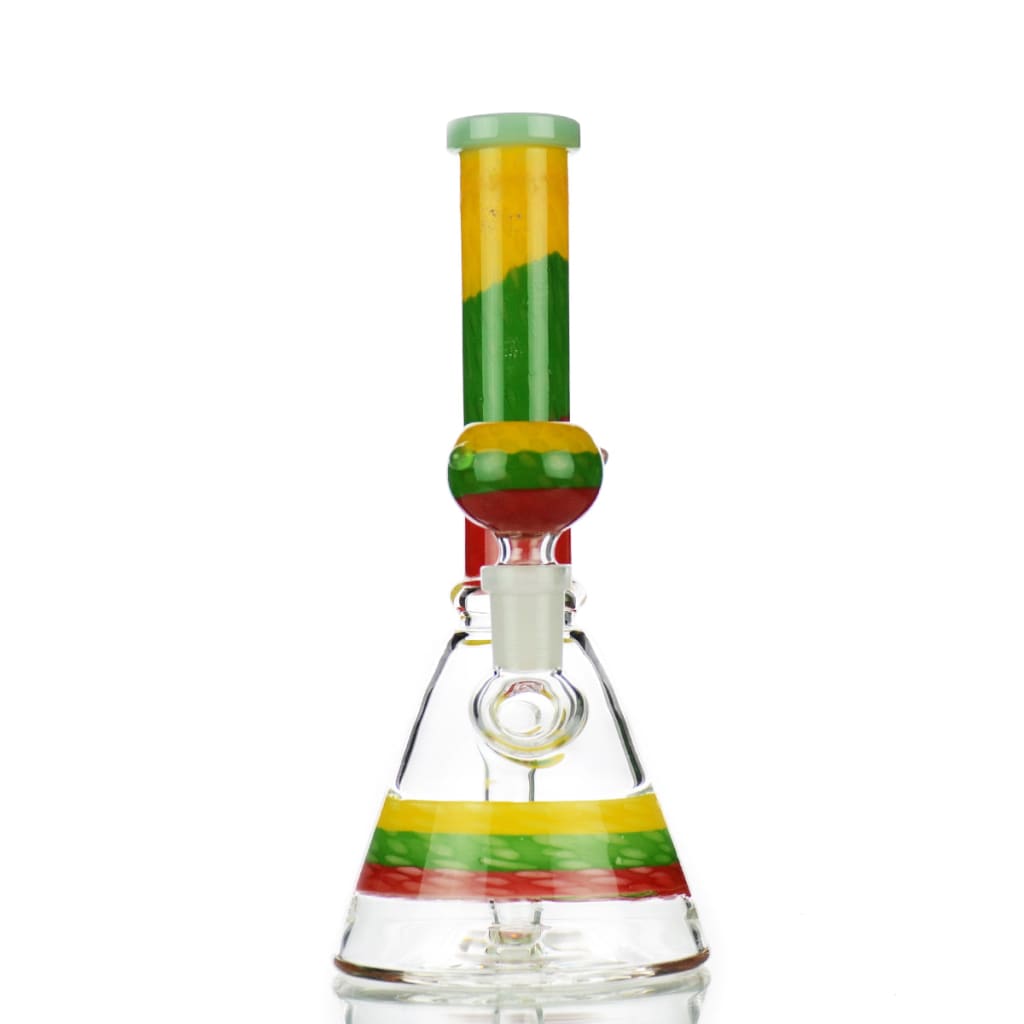 8’ Beaker Rasta Color With 14mm Male Bowl