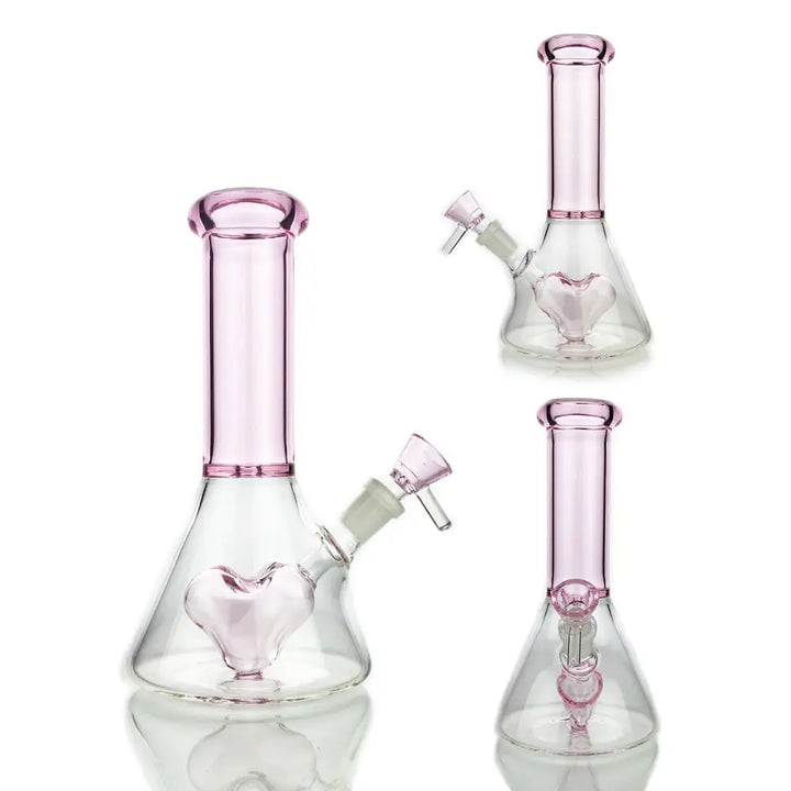 Pink Heart Beaker Shower Water Pipe Bong