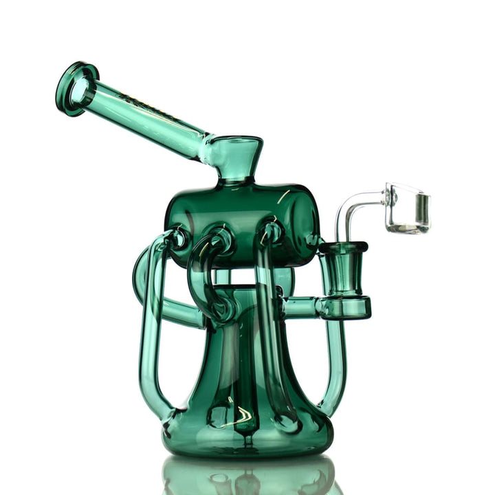 8" Recycler Water Rig In Color Tube Glass And 14mm Male Banger