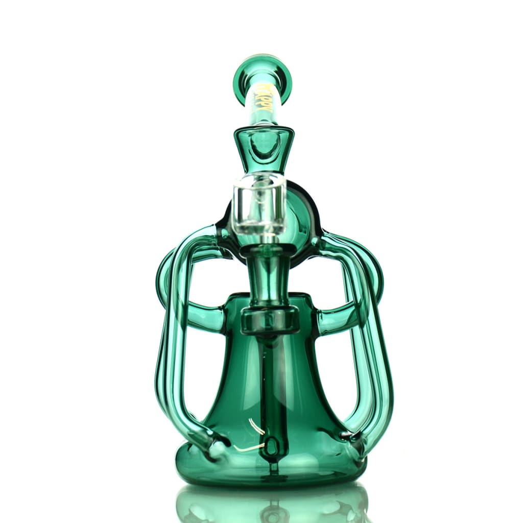 8" Recycler Water Rig In Color Tube Glass And 14mm Male Banger