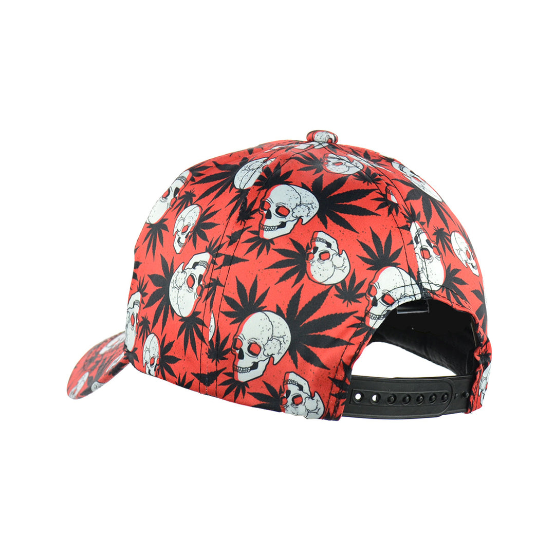Red Skull Leaf Design Baseball Snapback Hat