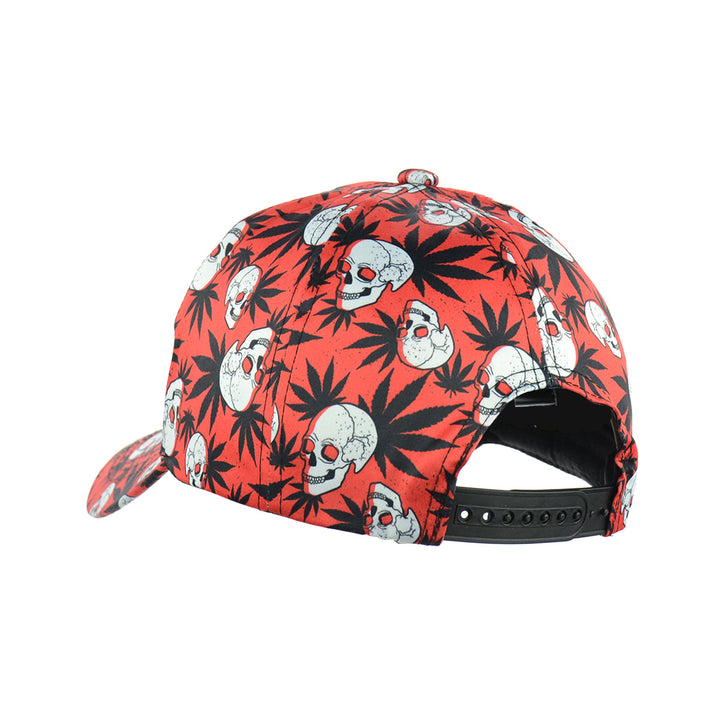 Red Skull Leaf Design Baseball Snapback Hat