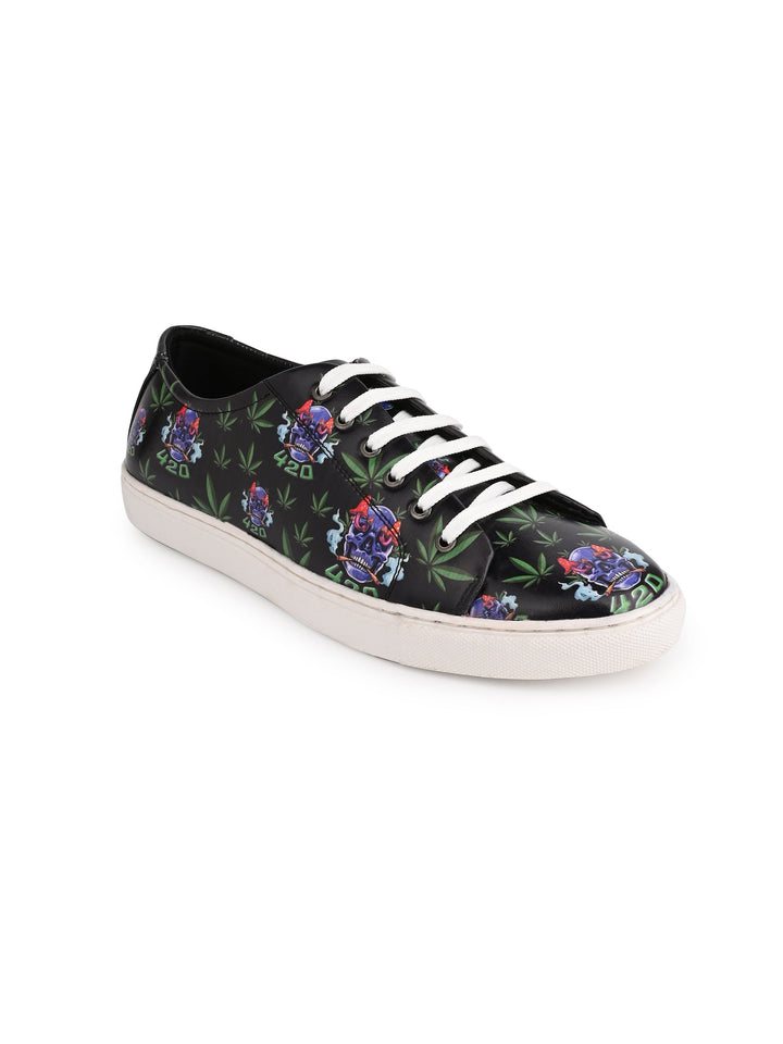 Dark Skull Print Vegan Leather Shoes