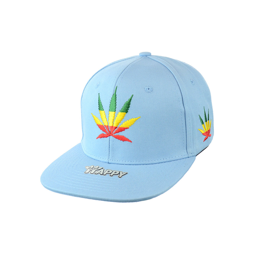 Rasta Leaf Embroidered Cotton Snapback Hat