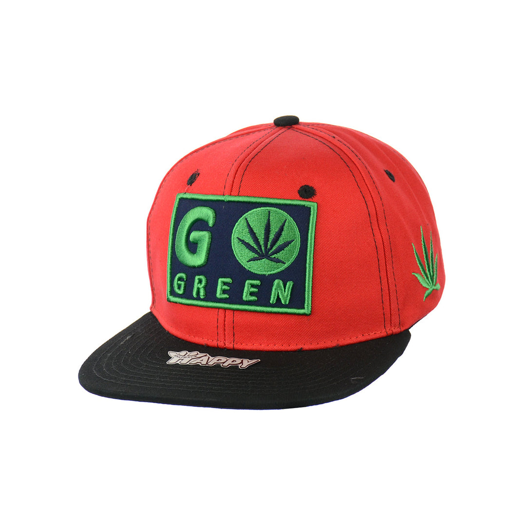 Embroidered Leaf Cotton Snapback Hat