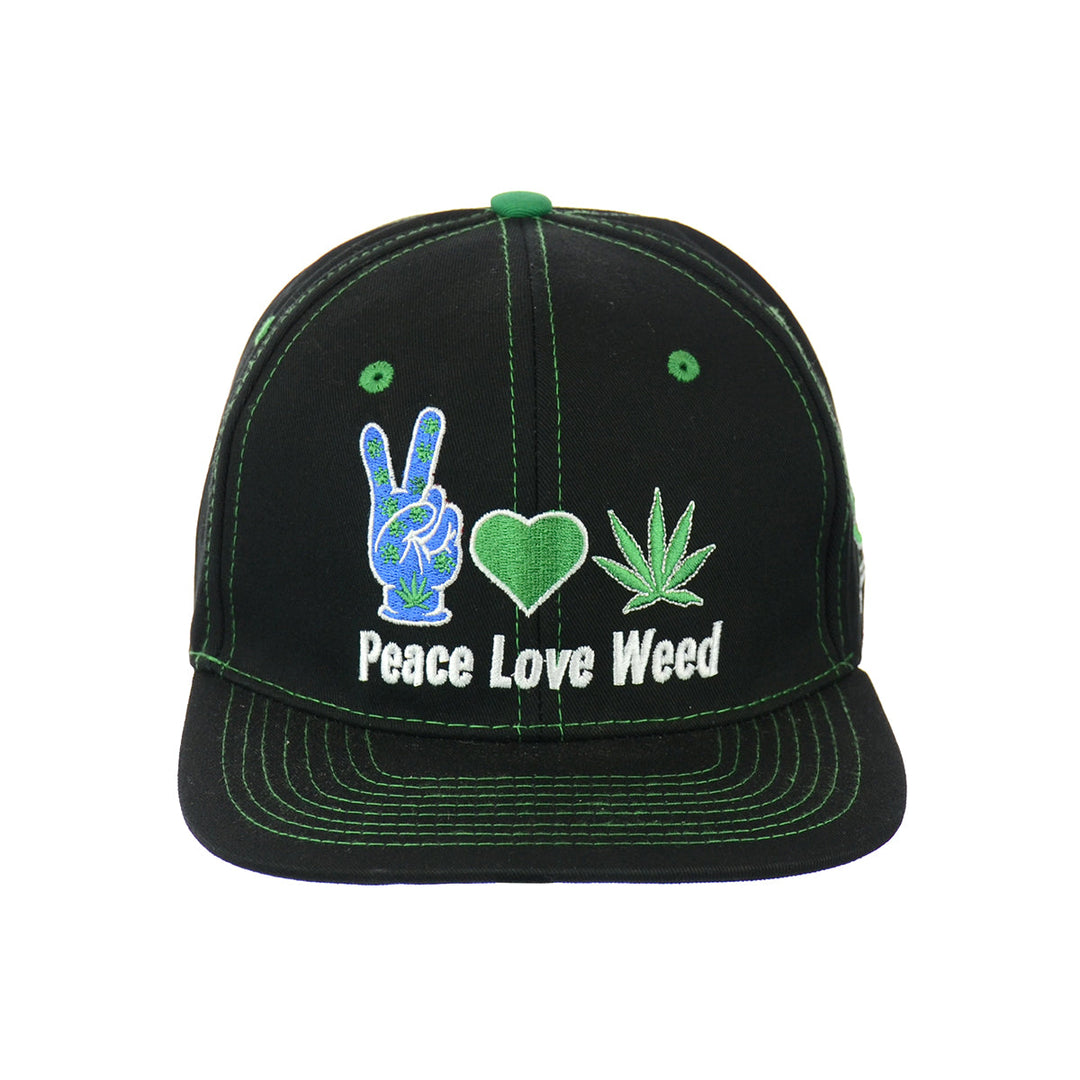 Peace Sign Embroidered Snapback Cap