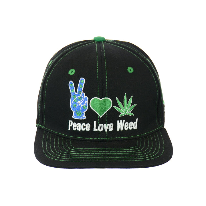 Peace Sign Embroidered Snapback Cap