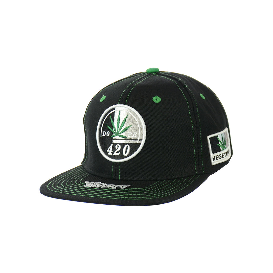 Vegetarian Leaf Embroidered Snapback Hat