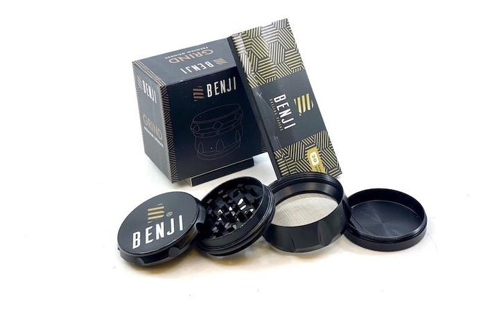 Benji GRIND 4-Piece Aluminum Herb Grinder with Booklet
