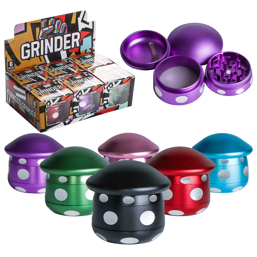 6-Piece Aluminum Mushroom Dry Herb Grinder