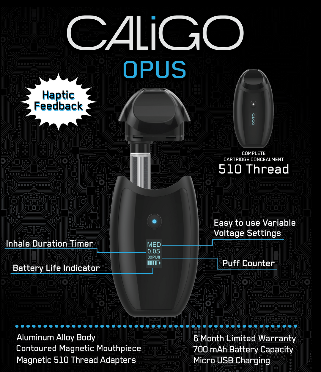CaliGo Opus Concealed 510 Cartridge Vape