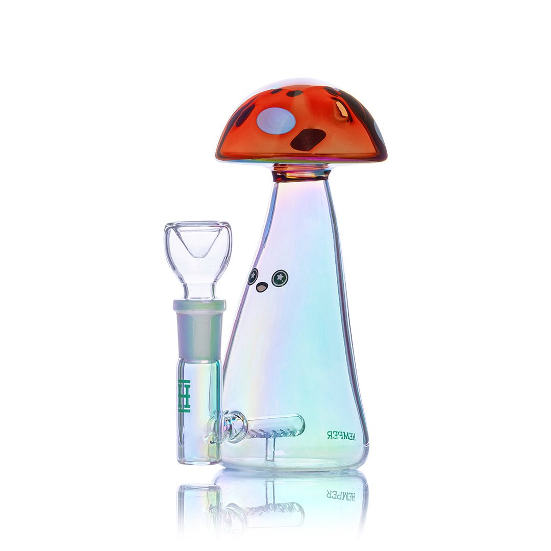 Iridescent Mushroom Glass Water Pipe