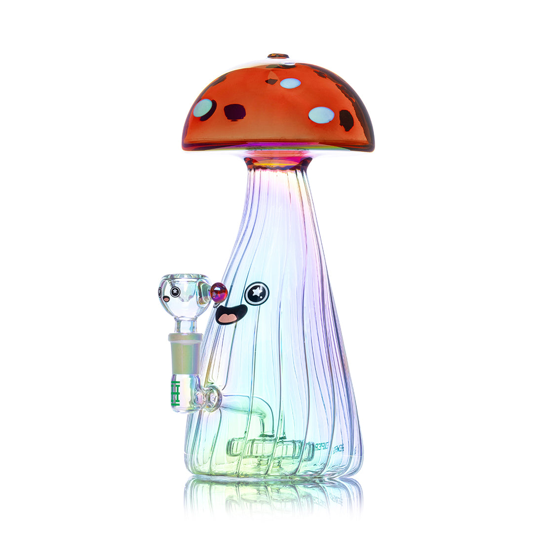 Iridescent Mushroom Glass Water Pipe