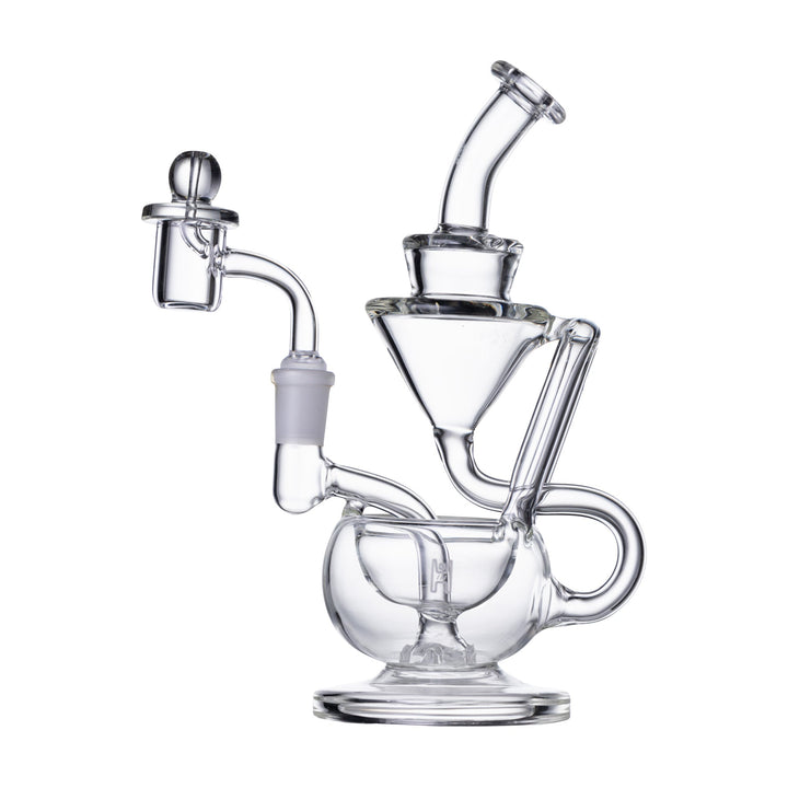 8-Inch Borosilicate Recycler Rig with Quartz