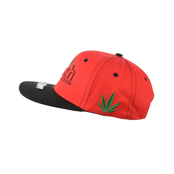 Embroidered Leaf Cotton Snapback Hat