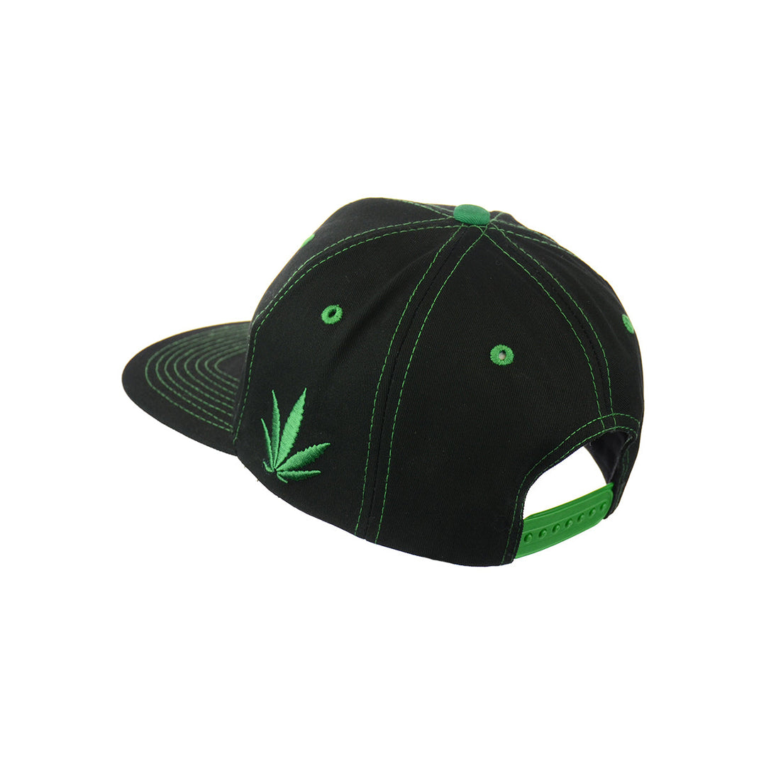 Embroidered Leaf Cotton Snapback Hat