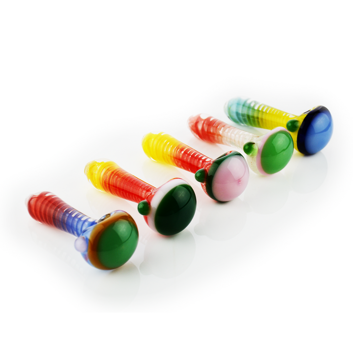 Compact 4.5" Spiral Frit Glass Hand Pipe