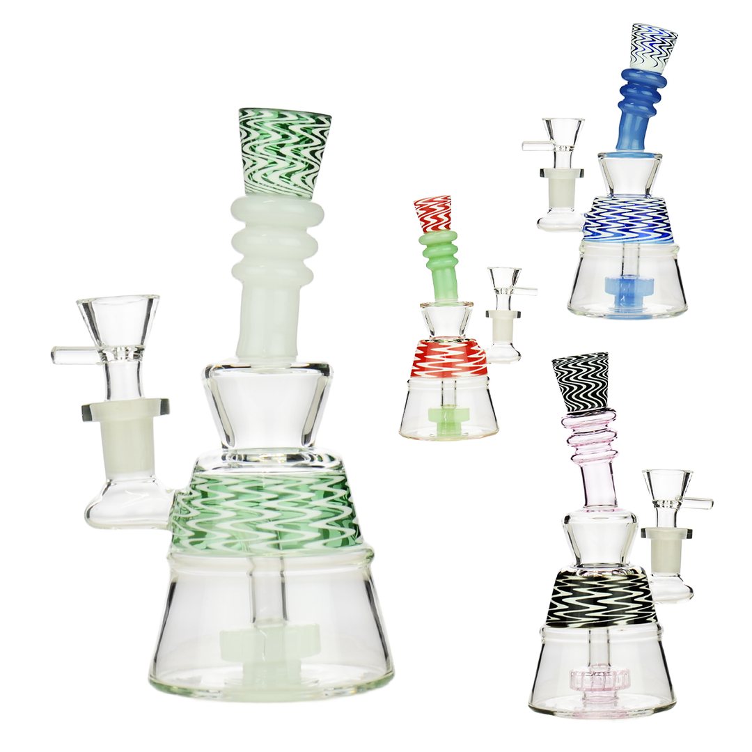 7 Inch WigWag Water Pipe with 14mm Male Bowl