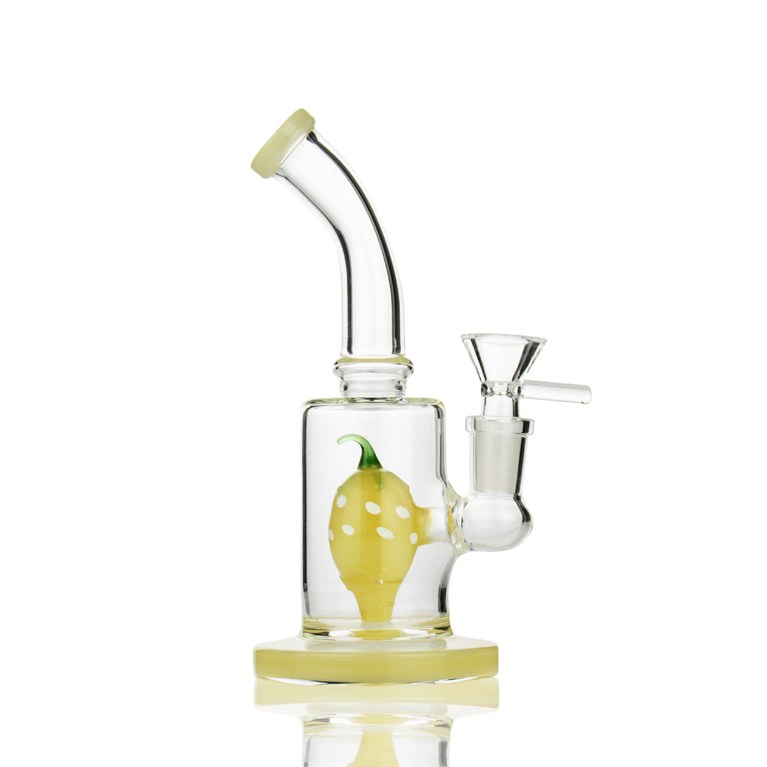 6-Inch Water Pipe with Strawberry Shower Perc and 14mm Male Bowl