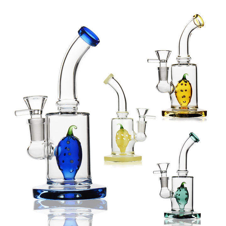 6-Inch Water Pipe with Strawberry Shower Perc and 14mm Male Bowl