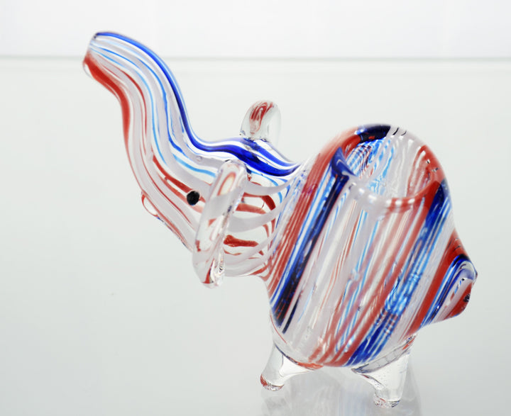 4 Inch Elephant Glass Hand Pipe with Color Line
