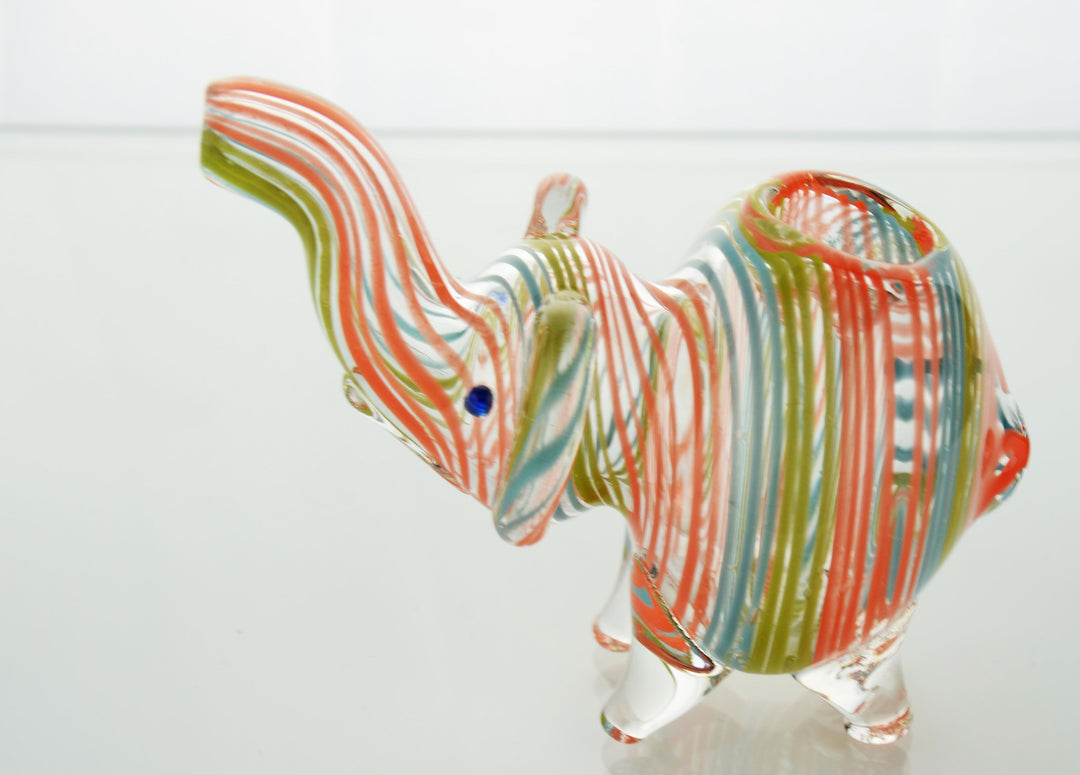 4 Inch Elephant Glass Hand Pipe with Color Line