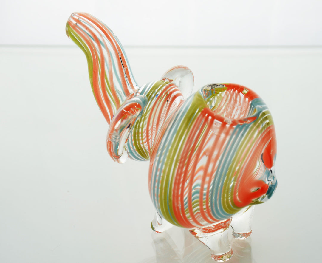 4 Inch Elephant Glass Hand Pipe with Color Line