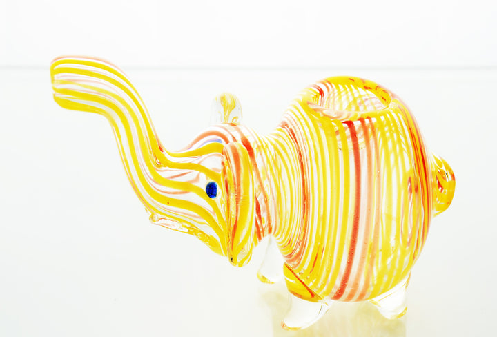 4 Inch Elephant Glass Hand Pipe with Color Line