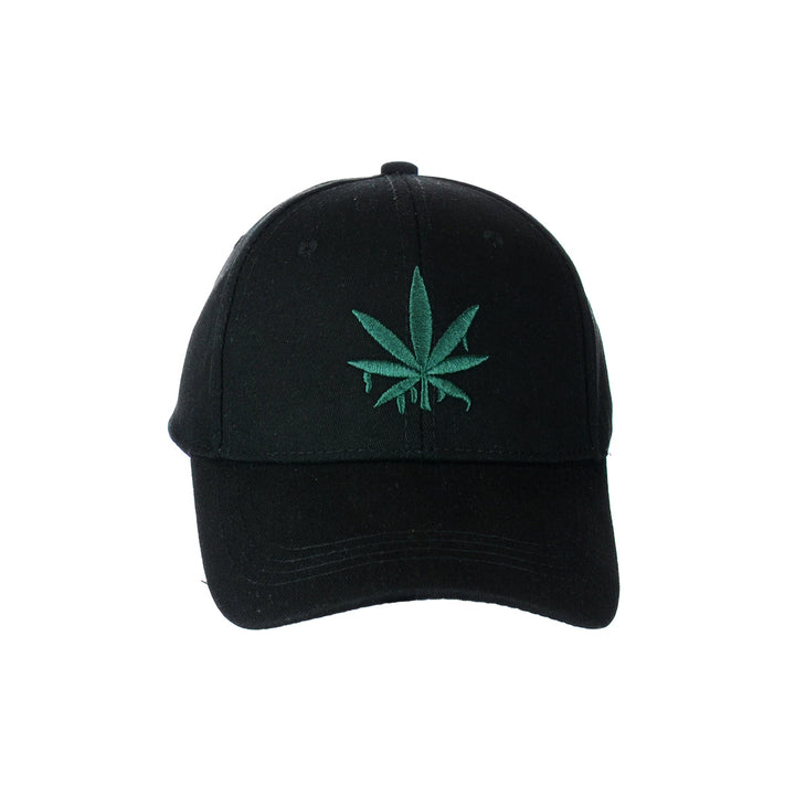 Classic Black Baseball Hat with Leaf Stitching