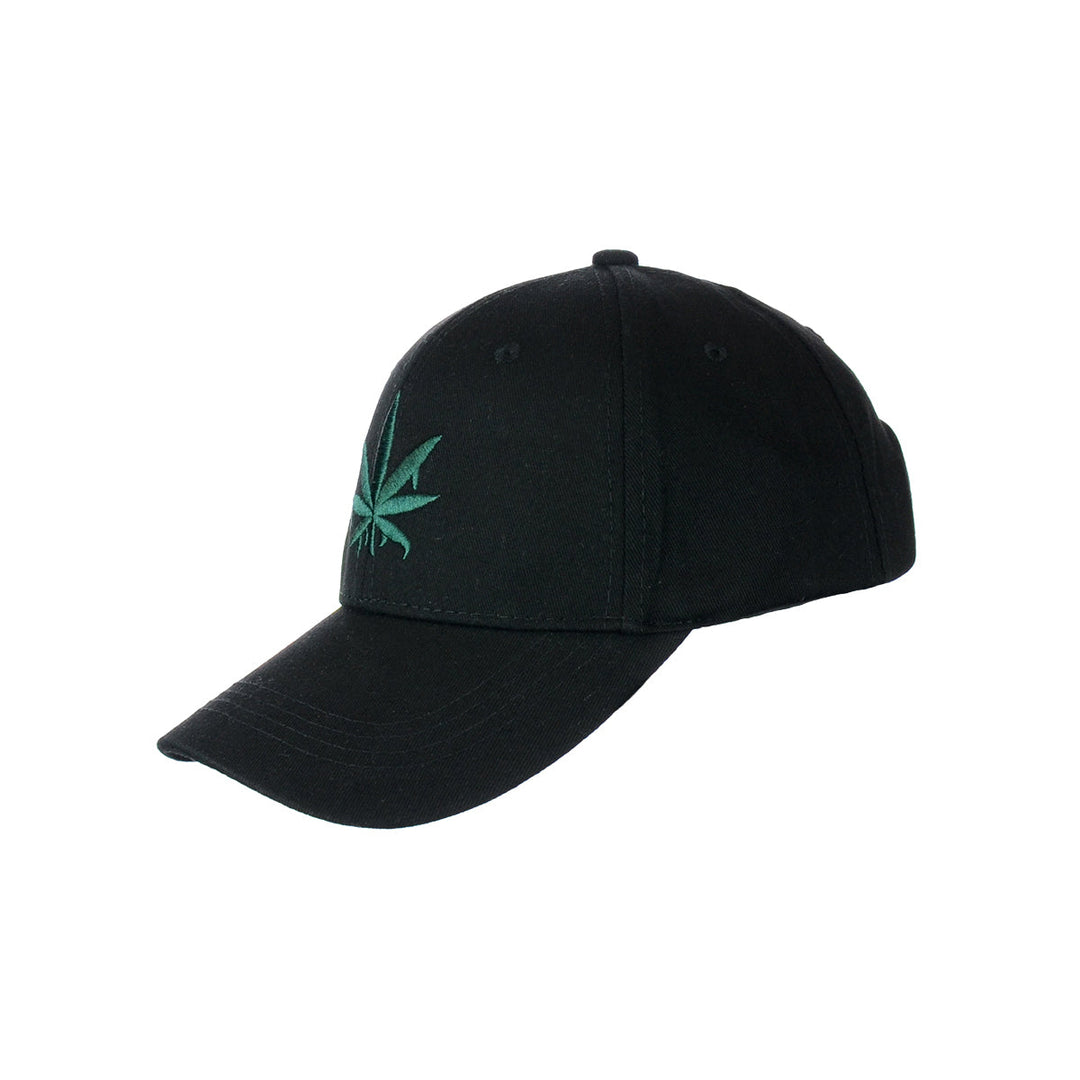 Classic Black Baseball Hat with Leaf Stitching