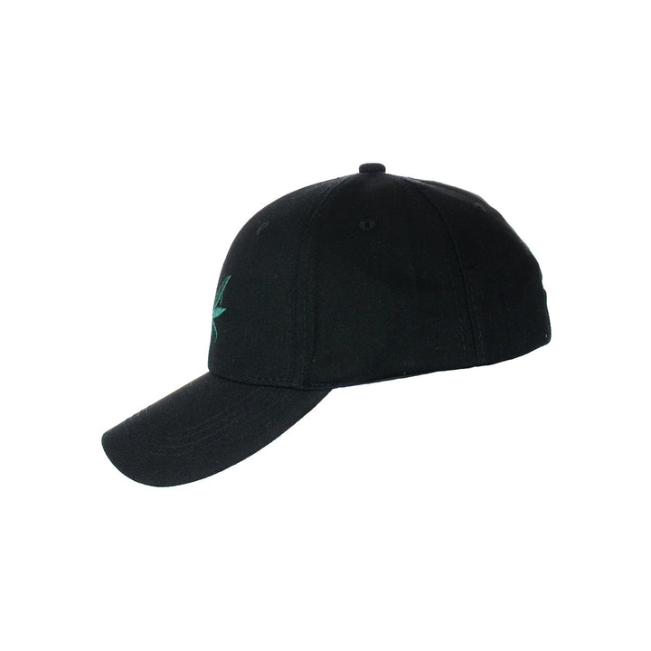 Classic Black Baseball Hat with Leaf Stitching