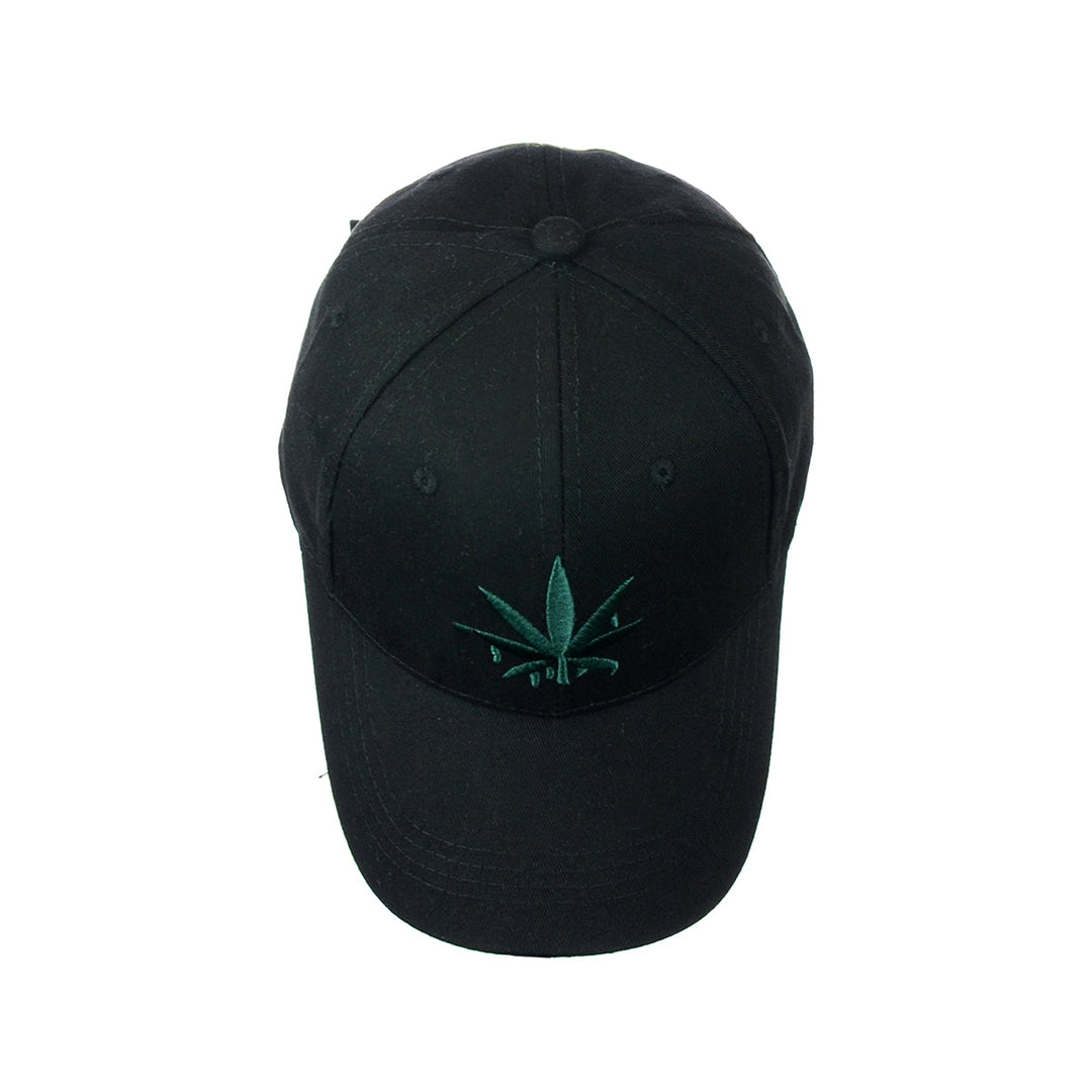 Classic Black Baseball Hat with Leaf Stitching