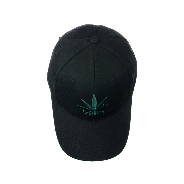 Classic Black Baseball Hat with Leaf Stitching