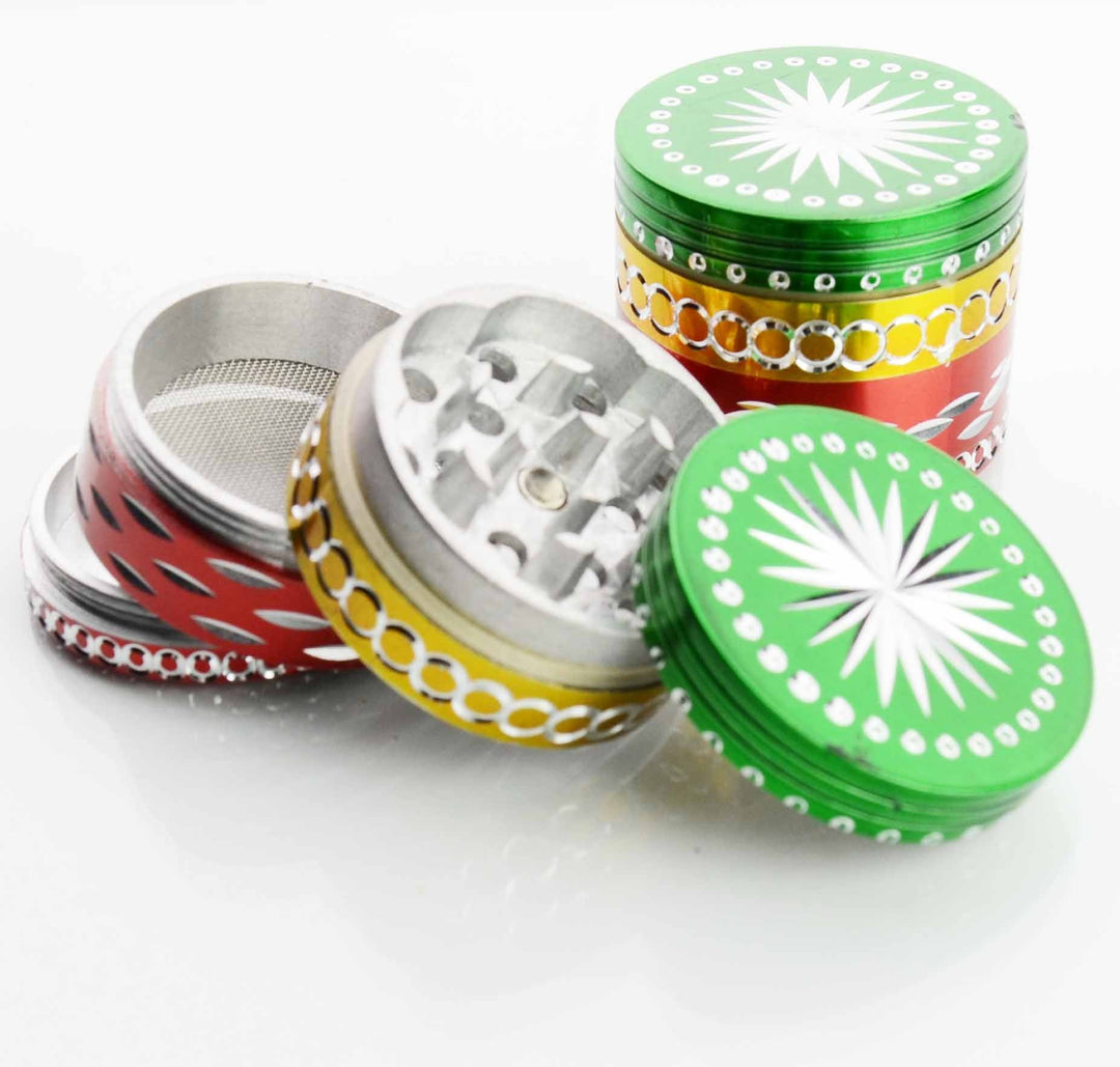 Rasta Diamond Cut 50MM Metal Herb Grinder