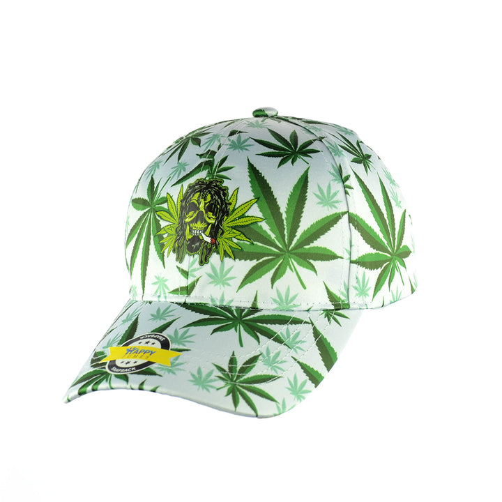 Skull & Leaf Design Snapback Cap