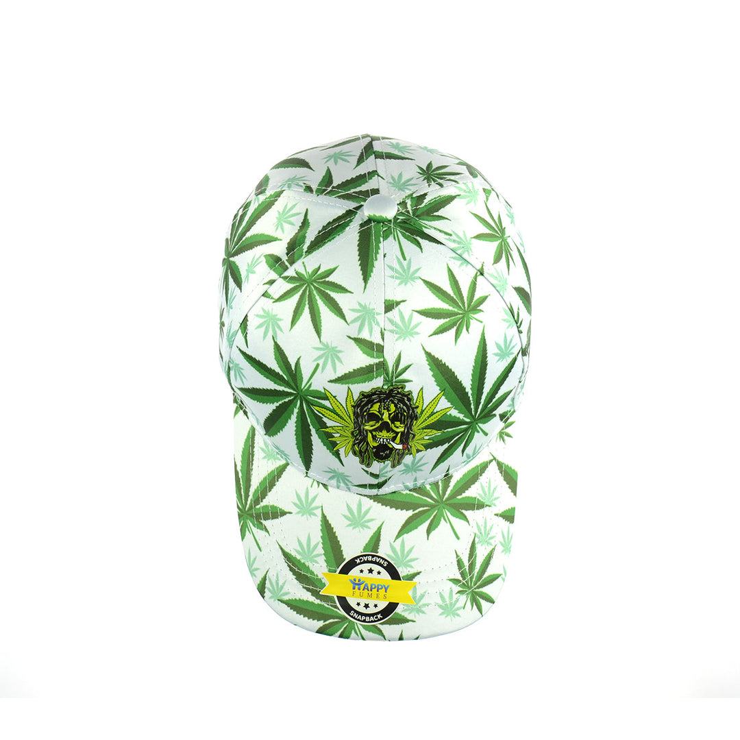 Skull & Leaf Design Snapback Cap