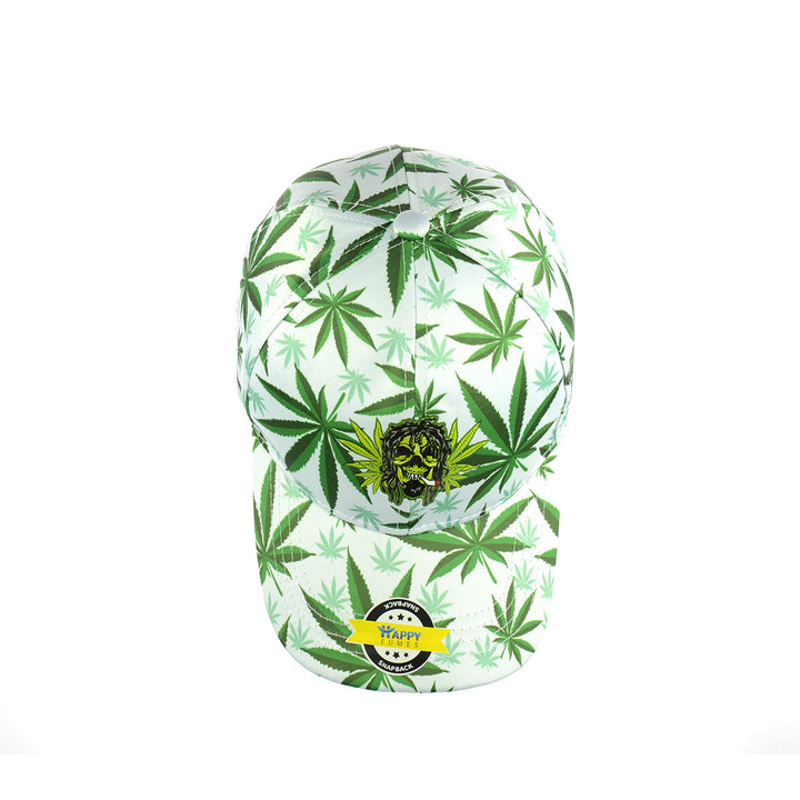 Skull & Leaf Design Snapback Cap