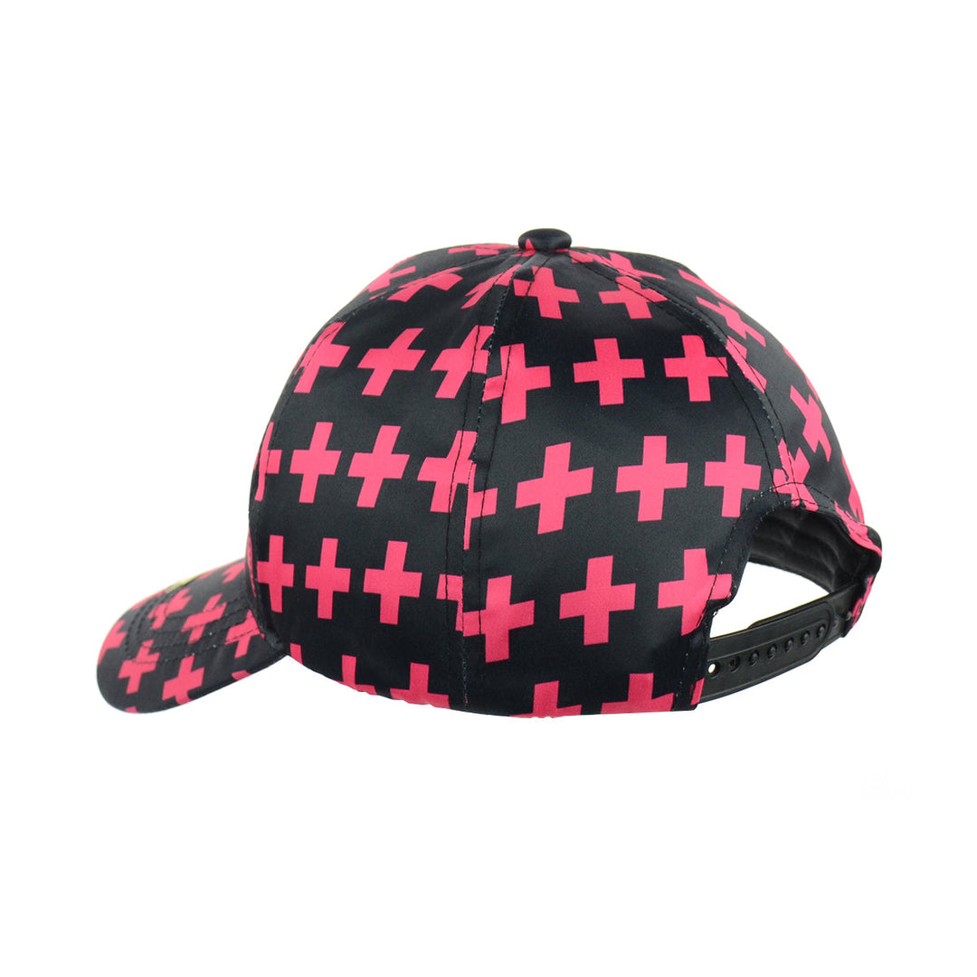 Black Snapback Hat with Pink Leaf Graphic