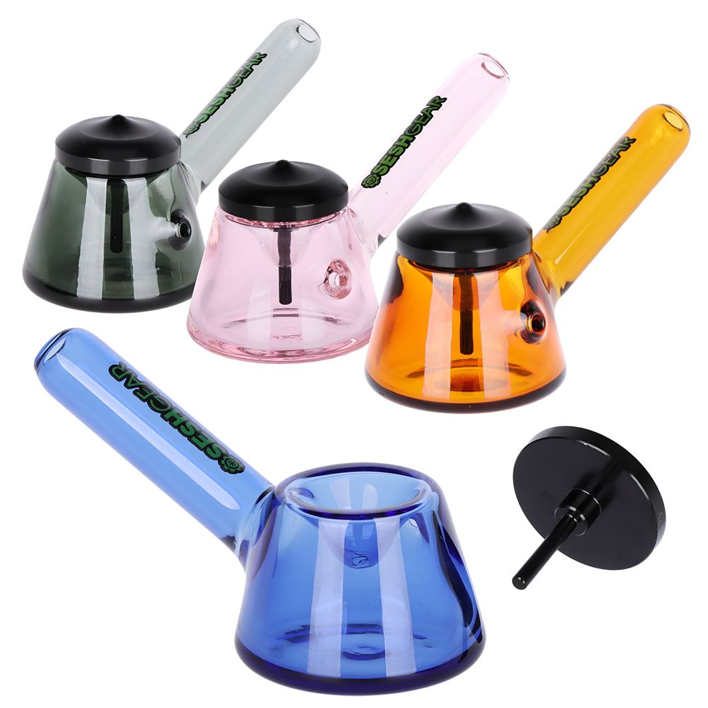 4.75 Inch Glass Hand Pipe with Tamp-n-Poke Lid