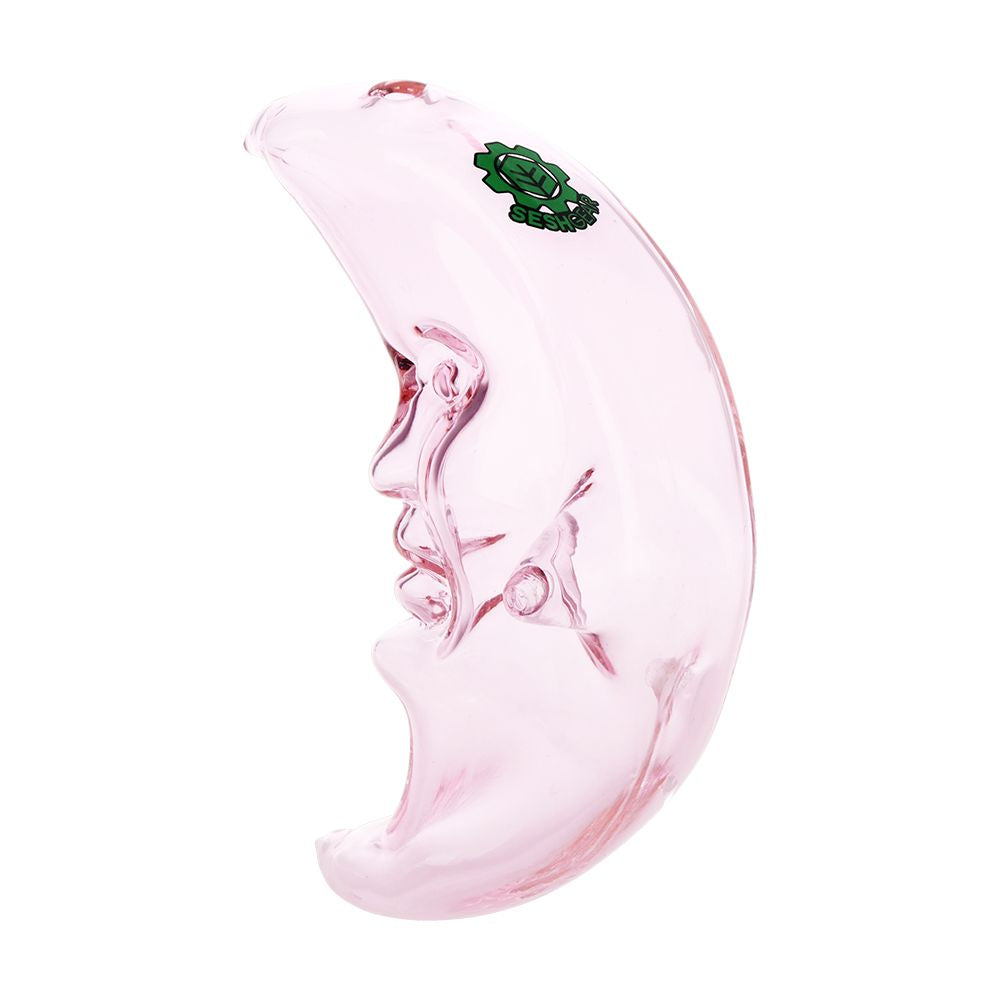 Crescent Moon Glass Hand Pipe with Face - 3.75"
